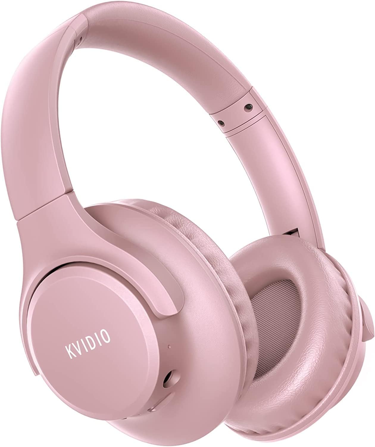 KVIDIO Auriculares Inalambricos Bluetooth, 65 Horas de Reproducción Auriculares Bluetooth, Cascos Ligeros Plegables con Micrófono, Graves Profundos (Rosa) - 1