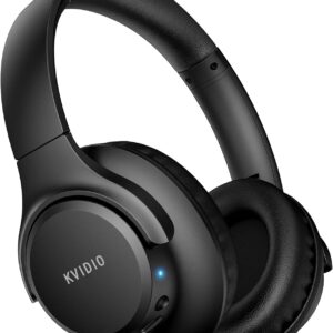 KVIDIO Auriculares Supraaurales Inalámbricos, 65 Horas de Reproducción Auriculares Bluetooth, Cascos Ligeros Plegables con Micrófono, Graves Profundos (Negro)