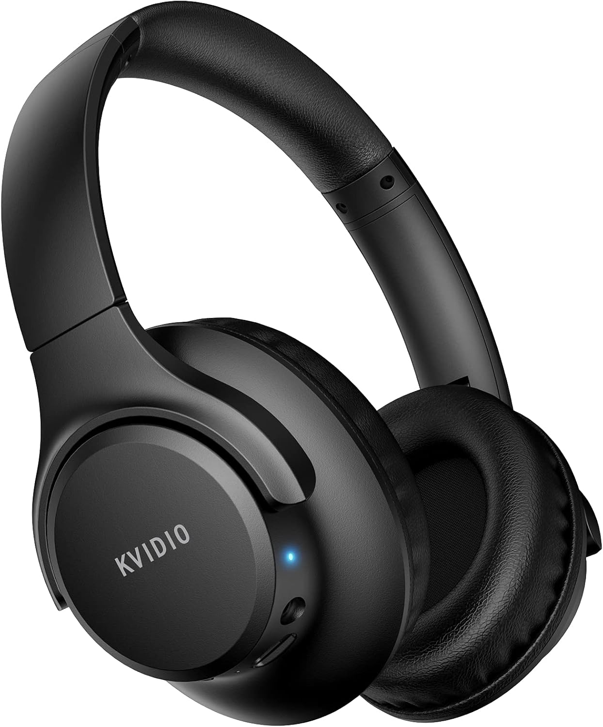 KVIDIO Auriculares Supraaurales Inalámbricos, 65 Horas de Reproducción Auriculares Bluetooth, Cascos Ligeros Plegables con Micrófono, Graves Profundos (Negro) - 1