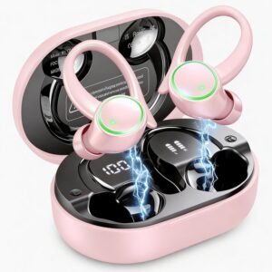 Matast Auriculares Inalambricos Deportivos, Auriculares Bluetooth 5.4 HiFi Estéreo con 4 HD Mic, 50H Cascos Inalambricos Bluetooth con Cancelacion Ruido ENC, IP7 Impermeable Cascos, Pantalla LED