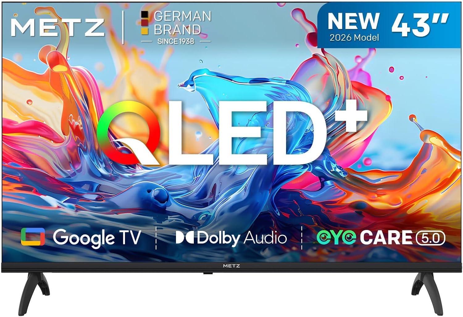 Metz TV 43 Pulgadas Smart TV, Televisor 43” QLED, HDR10, Dolby Audio, Chromecast Integrado, WiFi, Bluetooth 5.1, HDMI 2.1, DVB-T2/S2/C, Ci+, 43MQH7000Z (Modelo 2026) - 1