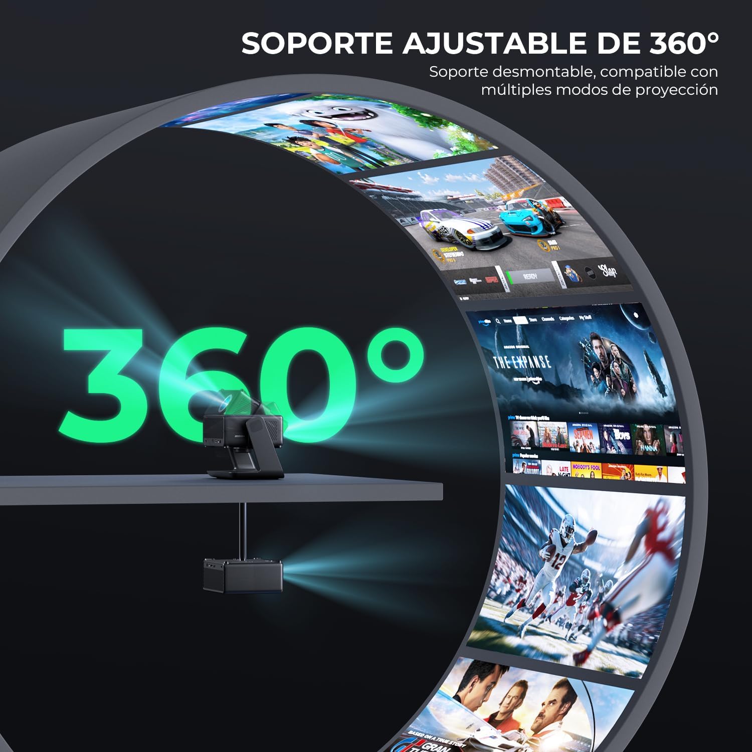 Proyector Compatible con Netflix 28000 Lúmenes, Einyoumily, WiFi6 Bluetooth, Proyector Portátil Enfoque Eléctrico/Corrección Trapezoidal 4D, Admite Más de 100000 Apps - 5