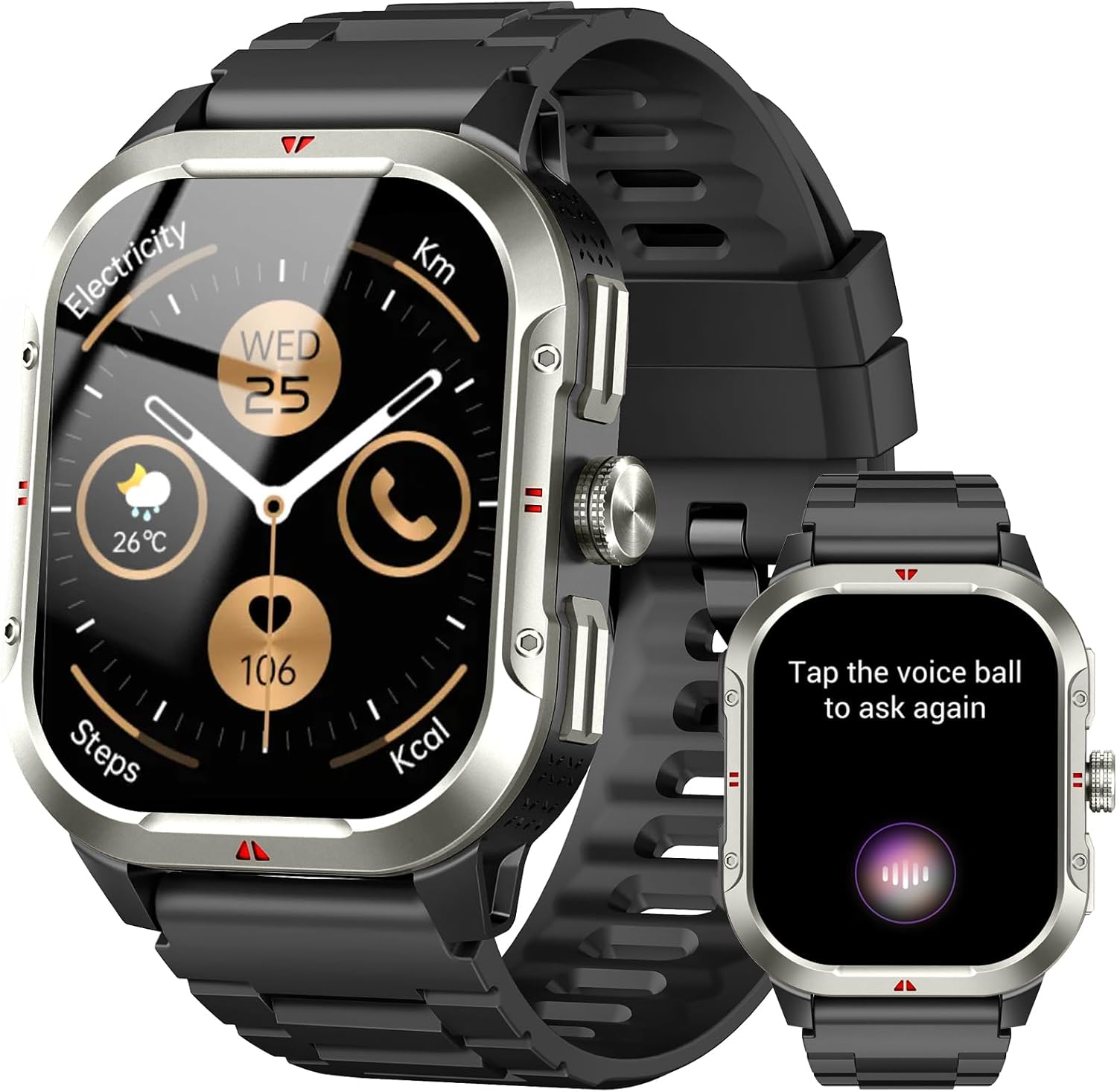 Reloj Inteligente Hombre con GPS, 2.06'' HD Smartwatch con Llamadas Bluetooth, IP68 Fitness Tracker con 110+ Modos Deportivos, Monitor de Sueño/Podómetro/Pulsómetro/SpO2 Smart Watch para Android iOS - 1