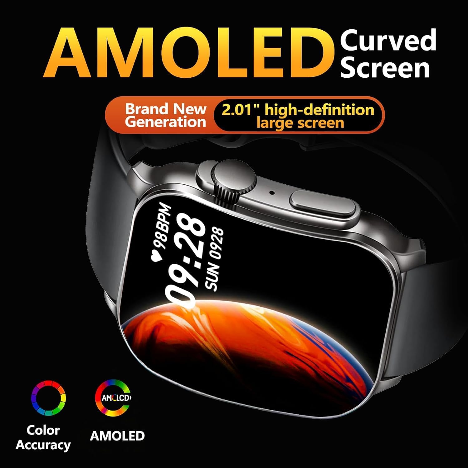 Reloj Inteligente Mujer Hombre, 2.01" Curva HD Smartwatch, Llamadas Bluetooth Smart Watch con Pulsómetro/Monitor de Sueño/Podómetro, 110+ Modos Deportivos, IP68 Pulsera Actividad para Android iOS - 2