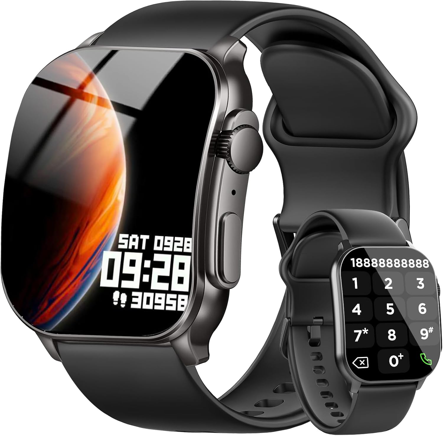 Reloj Inteligente Mujer Hombre, 2.01" Curva HD Smartwatch, Llamadas Bluetooth Smart Watch con Pulsómetro/Monitor de Sueño/Podómetro, 110+ Modos Deportivos, IP68 Pulsera Actividad para Android iOS - 1