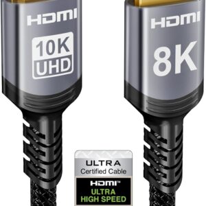 Sniokco 10K 8K 4K Cable HDMI 2.1 48Gbps 1 Metros Certificado Cable HDMI® Ultra Alta Velocidad 0.01ms 4K 240Hz 165Hz 120Hz 8K 60Hz eARC Netflix HDCP 2.3 2.2 HDR10+ TV Monitor Proyector Roku