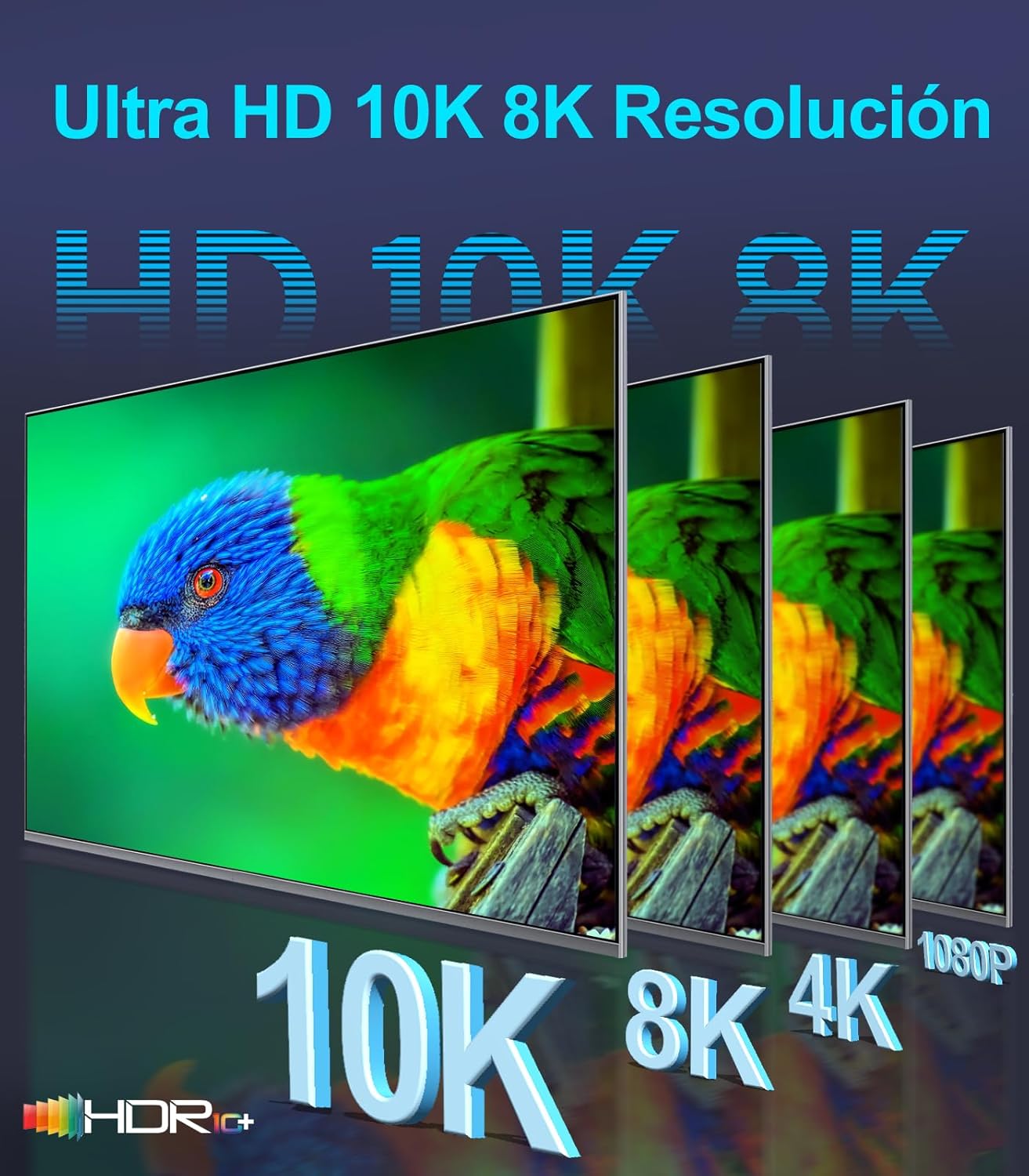 Sniokco 10K 8K 4K Cable HDMI 2.1 48Gbps 1 Metros Certificado Cable HDMI® Ultra Alta Velocidad 0.01ms 4K 240Hz 165Hz 120Hz 8K 60Hz eARC Netflix HDCP 2.3 2.2 HDR10+ TV Monitor Proyector Roku - 6