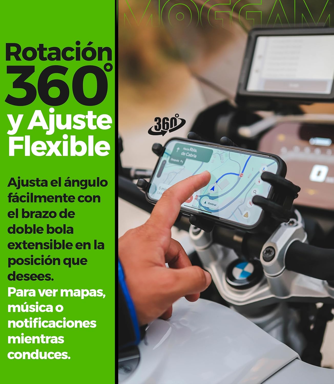 Soporte Movil Moto Trail Ultra Resistente Antivibracion Antirrobo Compatible Smartphones Ruggerizados 5.4 a 7.2 Pulgadas Montaje Seguro Manillar para Adventure Enduro Touring Offroad - 3