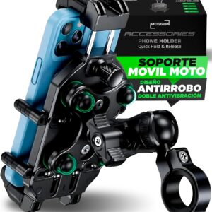 Soporte Movil Moto Trail Ultra Resistente Antivibracion Antirrobo Compatible Smartphones Ruggerizados 5.4 a 7.2 Pulgadas Montaje Seguro Manillar para Adventure Enduro Touring Offroad