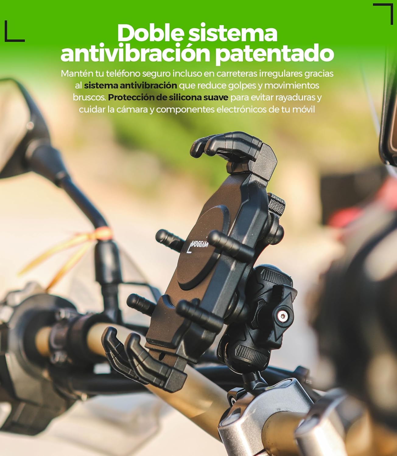 Soporte Movil Moto Trail Ultra Resistente Antivibracion Antirrobo Compatible Smartphones Ruggerizados 5.4 a 7.2 Pulgadas Montaje Seguro Manillar para Adventure Enduro Touring Offroad - 4