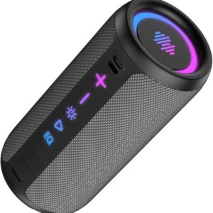TIMU Altavoz Bluetooth 5.4 Potente, Altavoces Bluetooth con 2 Modos EQ, Correa de Transporte, Compatible con PC, 8 Modos RGB, Emparejamiento TWS, IPX7, Micro SD y AUX