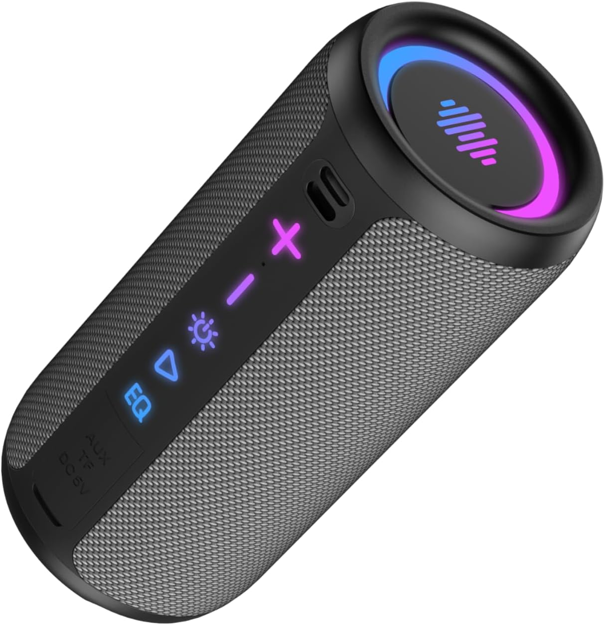 TIMU Altavoz Bluetooth 5.4 Potente, Altavoces Bluetooth con 2 Modos EQ, Correa de Transporte, Compatible con PC, 8 Modos RGB, Emparejamiento TWS, IPX7, Micro SD y AUX - 1