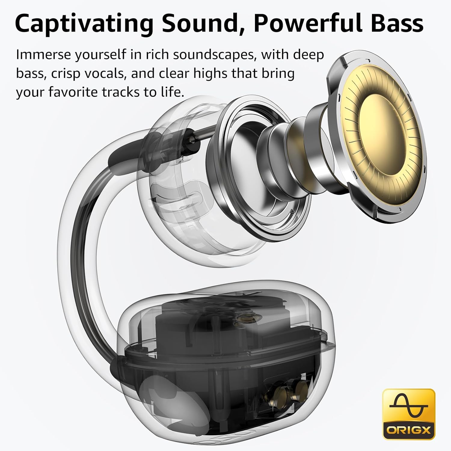 TOZO Openearring Auriculares Inalámbricos Bluetooth 5.4,EQs Personalizable con APP,40H Autonomía,Tipo C y IPX5, Pantalla LED,Clip Ultraligero 5.1g,Ideal para Oficina,Llamadas y Deporte,Caqui - 4