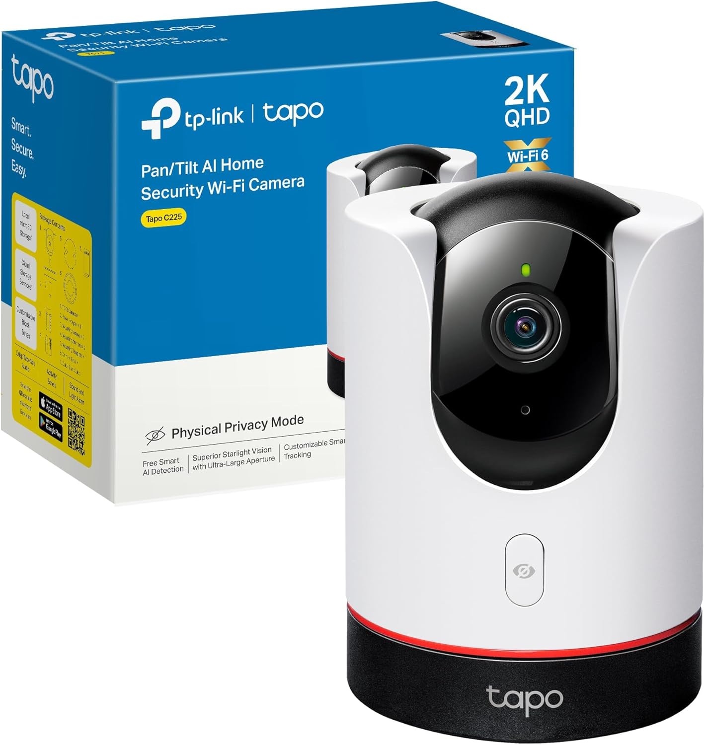 Tapo C200C – Cámara IP Wi-Fi 360°, FHD 1080p, Visión Nocturna, Detección de Movimiento, Admite Tarjeta SD, Compatible con Alexa, Cable de 1,5 m, sin Soporte de Montaje - 1