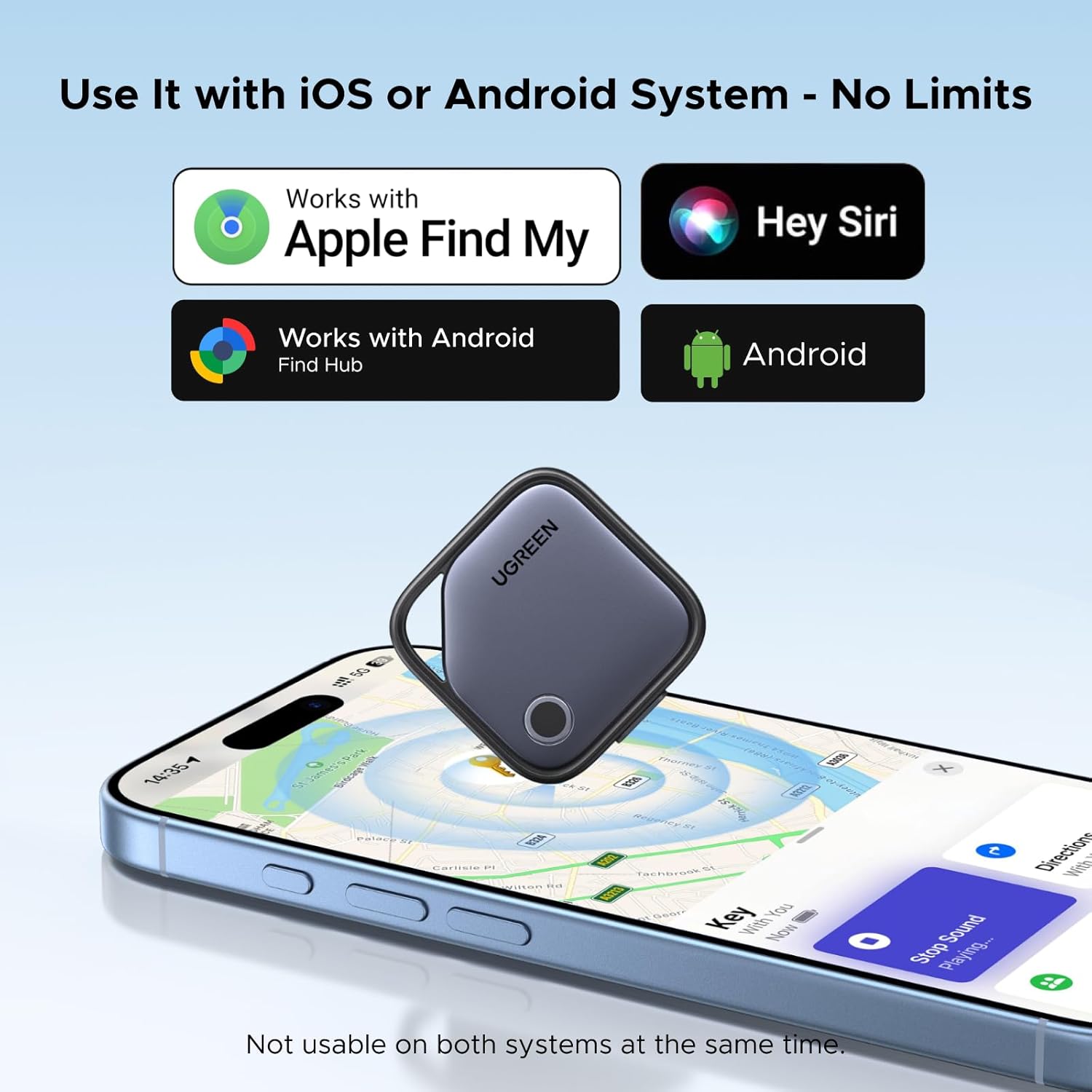 UGREEN FineTrack Duo Soporte iOS Find My o Android Find Hub Smart Finder Carga USB C Localizador Bluetooth SmartTag Tracker Rastreador para Llaves Equipaje Cartera Bicicleta Mochila Bolso(4 Piezas) - 2