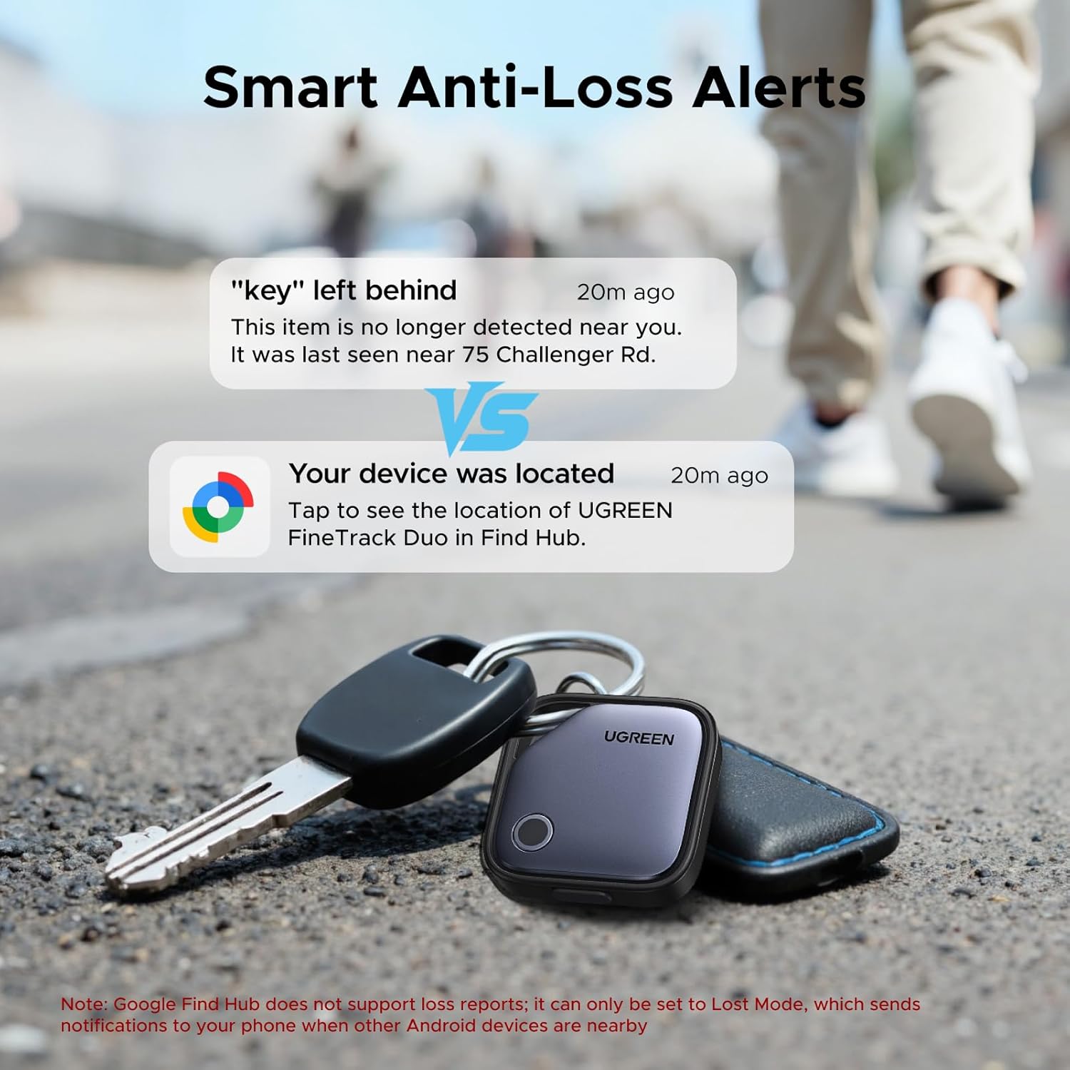 UGREEN FineTrack Duo Soporte iOS Find My o Android Find Hub Smart Finder Carga USB C Localizador Bluetooth SmartTag Tracker Rastreador para Llaves Equipaje Cartera Bicicleta Mochila Bolso(4 Piezas) - 6