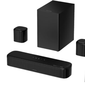 ULTIMEA Barra de Sonido 7.1CH para TV, Sistema de Sonido Dolby Atmos con 4 Altavoces envolventes, VoiceMX, BassMX, 420W de Potencia máxima, HDMI eARC, Control por App, Aura A60 Pro, Modelo 2026