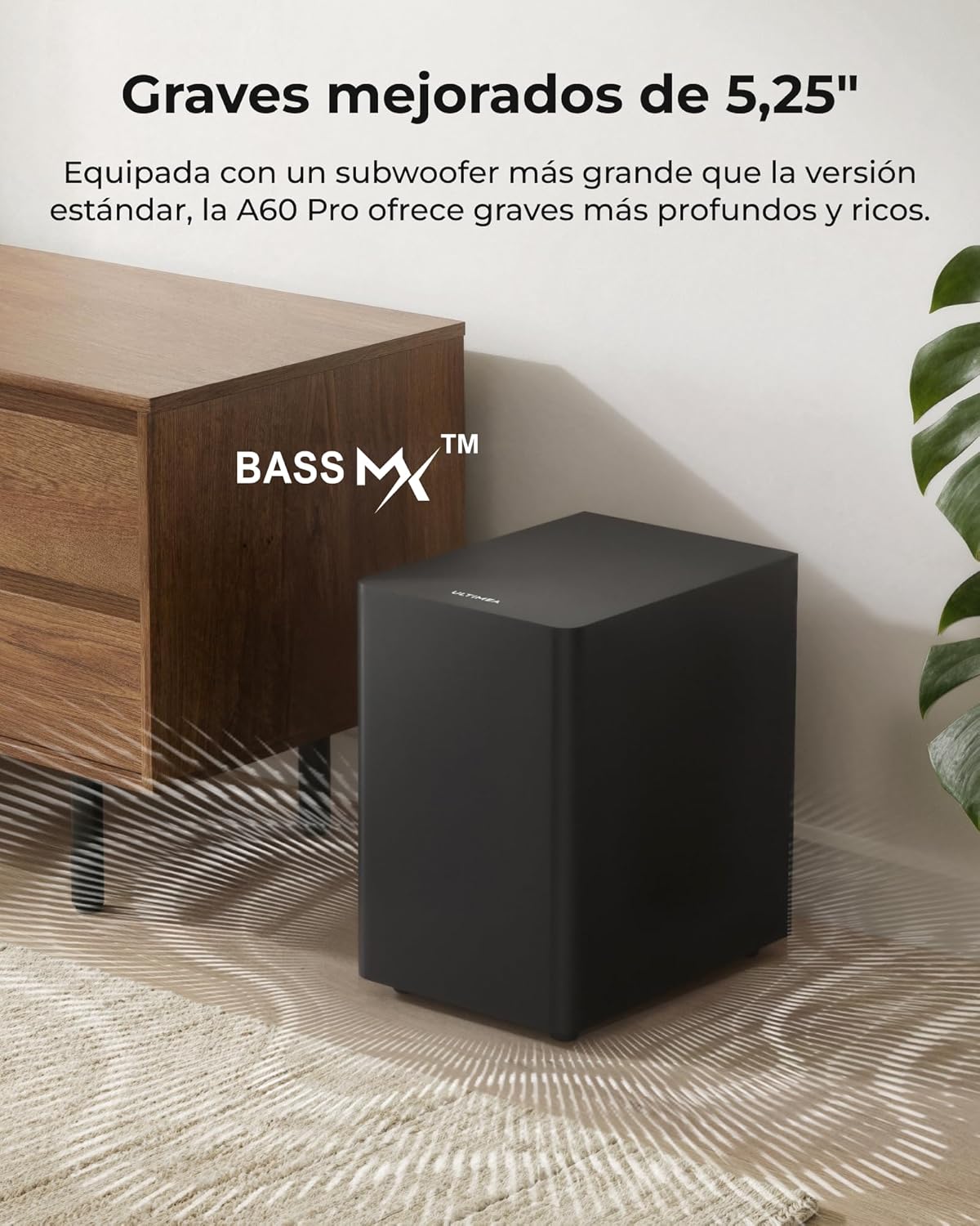ULTIMEA Barra de Sonido 7.1CH para TV, Sistema de Sonido Dolby Atmos con 4 Altavoces envolventes, VoiceMX, BassMX, 420W de Potencia máxima, HDMI eARC, Control por App, Aura A60 Pro, Modelo 2026 - 4