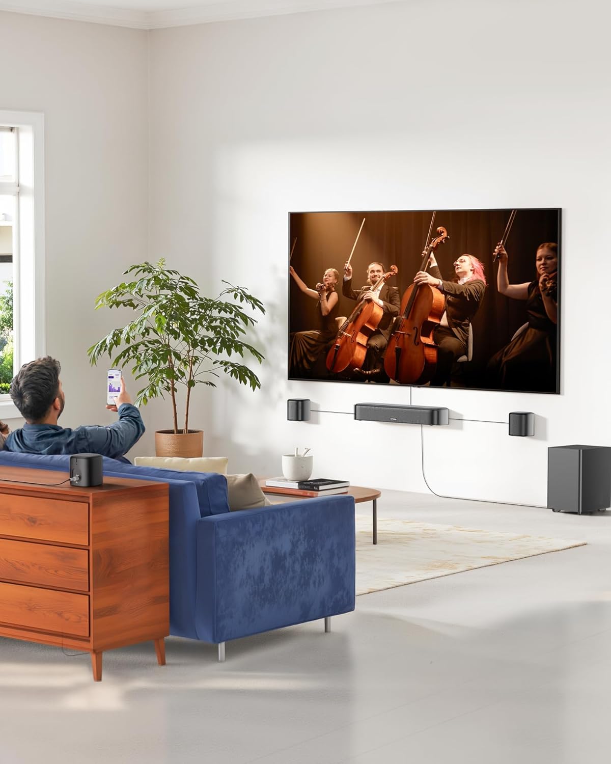 ULTIMEA Barra de Sonido 7.1CH para TV, Sistema de Sonido Dolby Atmos con 4 Altavoces envolventes, VoiceMX, BassMX, 420W de Potencia máxima, HDMI eARC, Control por App, Aura A60 Pro, Modelo 2026 - 6