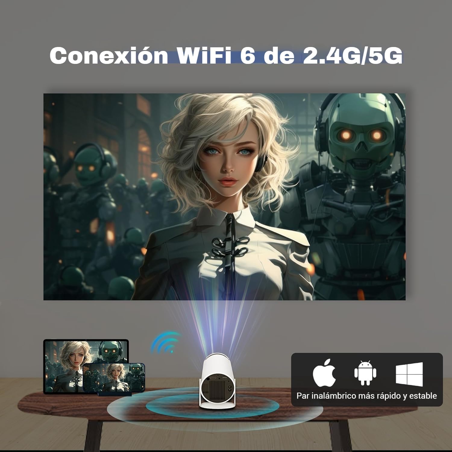 Upgraded 2026 Proyector Portátil, TEKXDD Mini Proyector 4K 250ANSI 8000L | WiFi 6 Bluetooth 5.4 | Android 13 | 180° Rotable, Projector Portable 4K Auto Keystone + Full HD, Built-in Application - 2