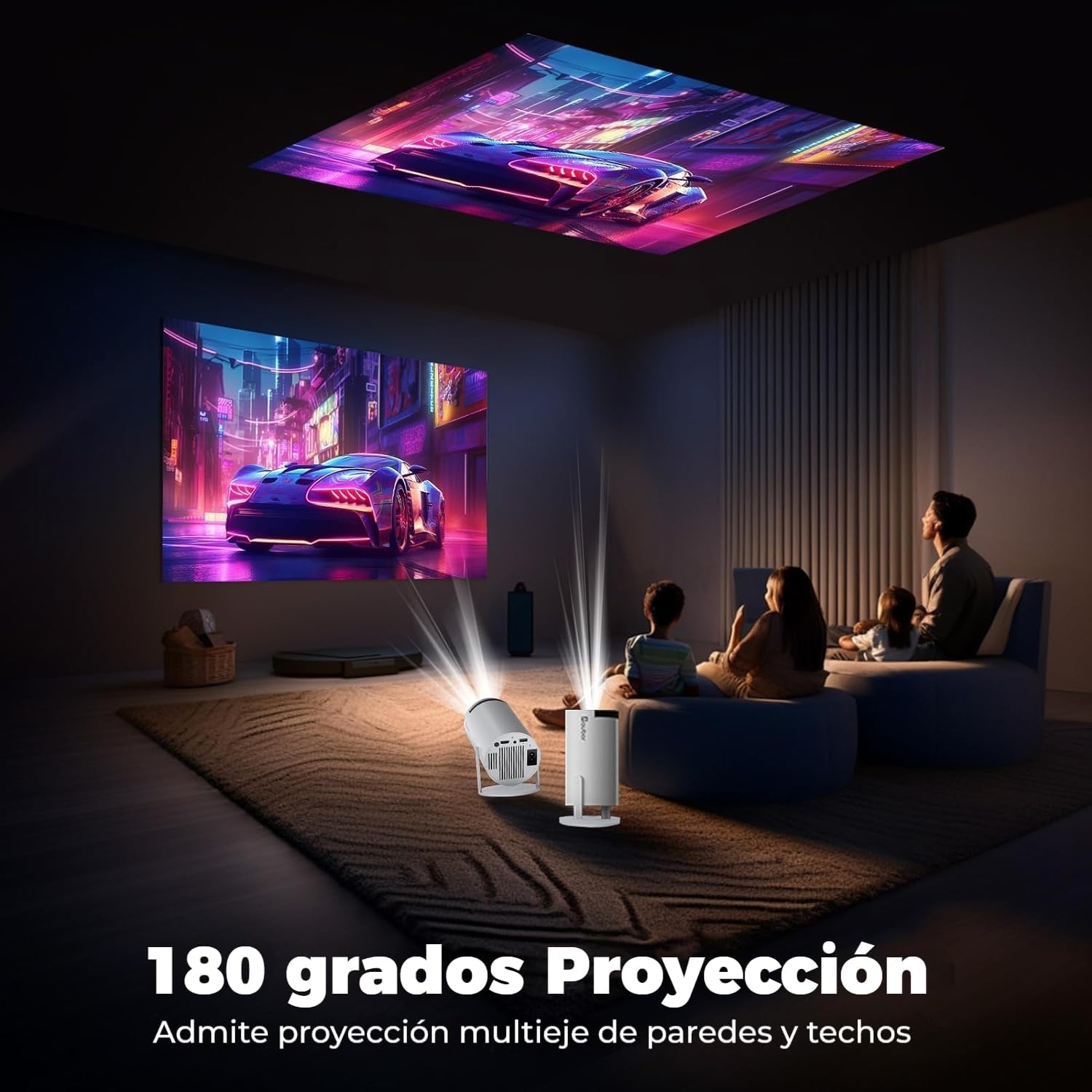 Upgraded 2026 Proyector Portátil, TEKXDD Mini Proyector 4K 250ANSI 8000L | WiFi 6 Bluetooth 5.4 | Android 13 | 180° Rotable, Projector Portable 4K Auto Keystone + Full HD, Built-in Application - 3