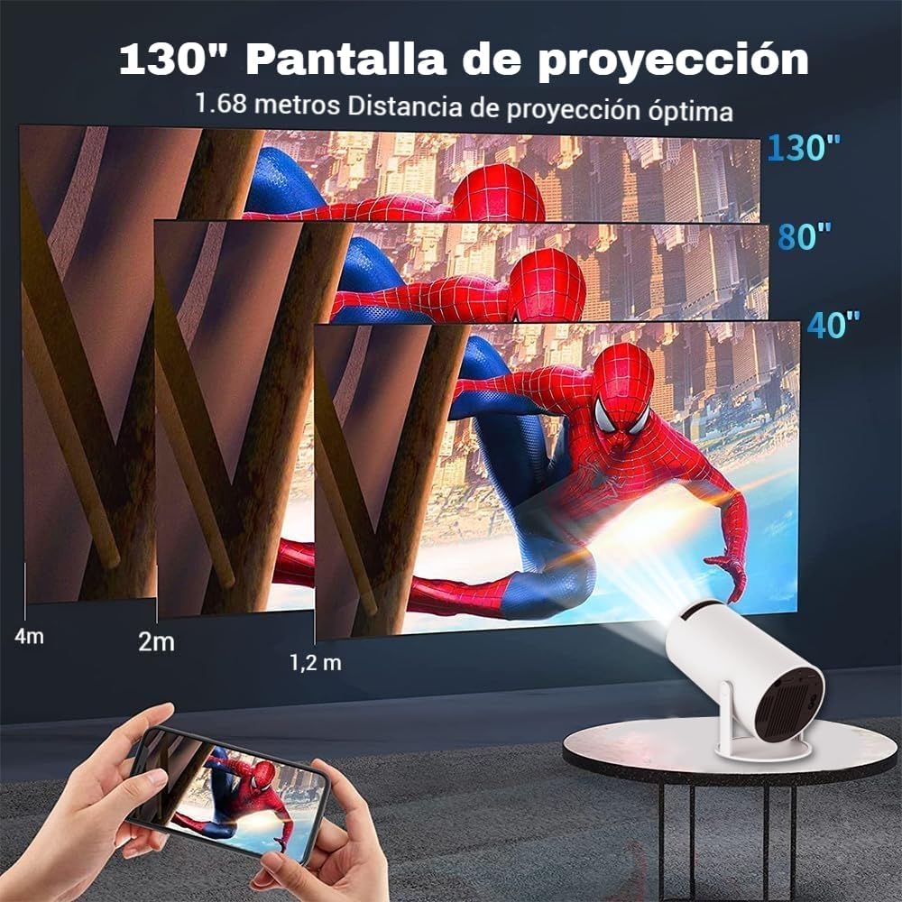 Upgraded 2026 Proyector Portátil, TEKXDD Mini Proyector 4K 250ANSI 8000L | WiFi 6 Bluetooth 5.4 | Android 13 | 180° Rotable, Projector Portable 4K Auto Keystone + Full HD, Built-in Application - 4