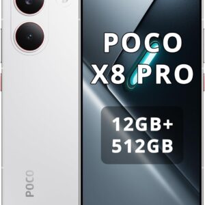 XIAOMI Poco X8 Pro Smartphone 12GB+512GB, procesador Dimensity 8500-Ultra, batería de 6500mAh, pantalla AMOLED ultra brillante, cámara principal Sony IMX882 de 50MP con OIS, Blanco