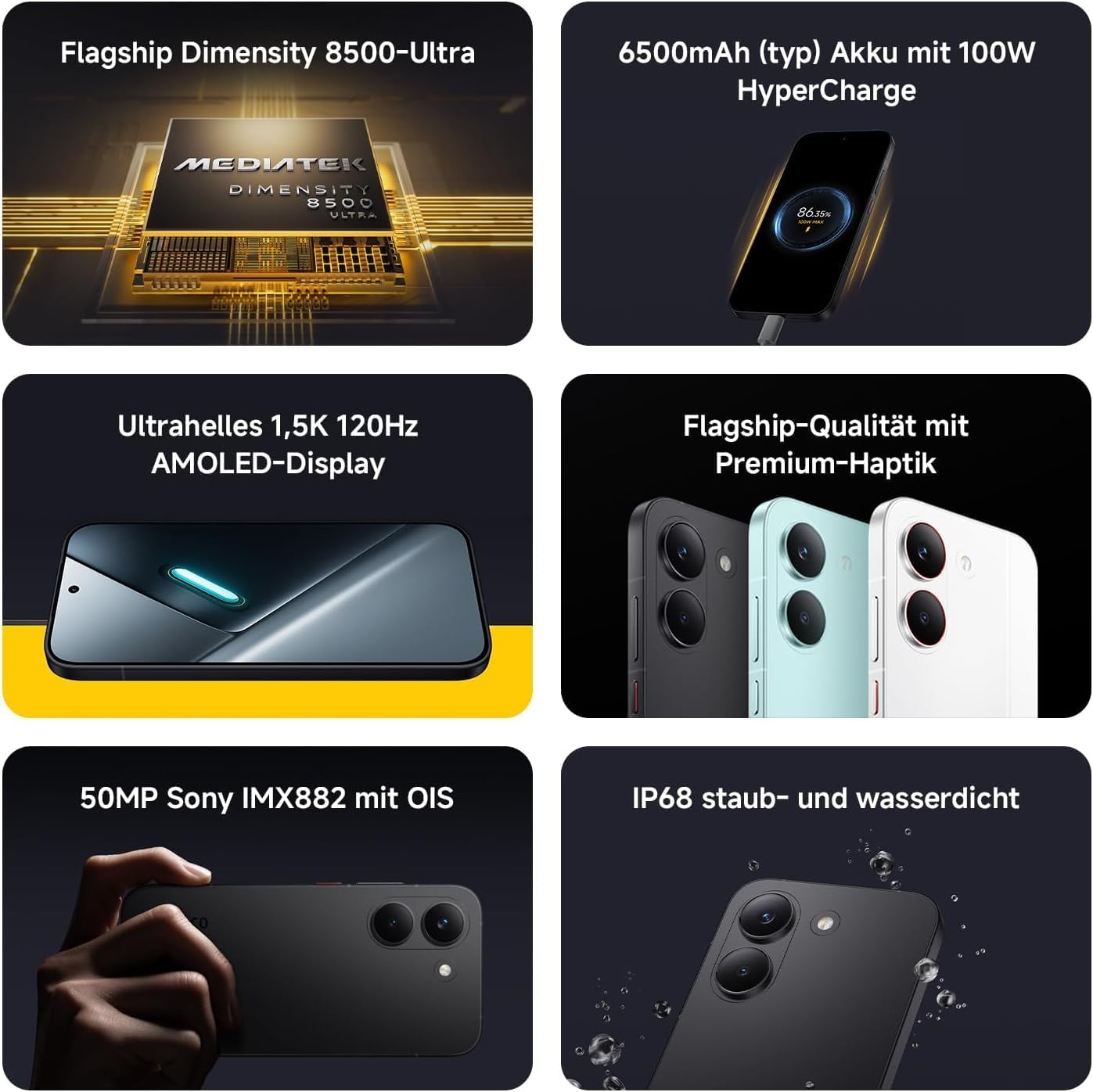 XIAOMI Poco X8 Pro Smartphone 8 GB + 256 GB, procesador Dimensity 8500-Ultra, batería de 6500 mAh, pantalla AMOLED ultra brillante, cámara principal Sony IMX882 de 50 MP con OIS, color negro - 2